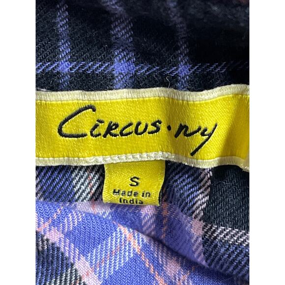 Circus NY Multicolor Plaid Colorblock Cutout Long Sleeve Mini Shirt Dress Size S - Picture 3 of 4